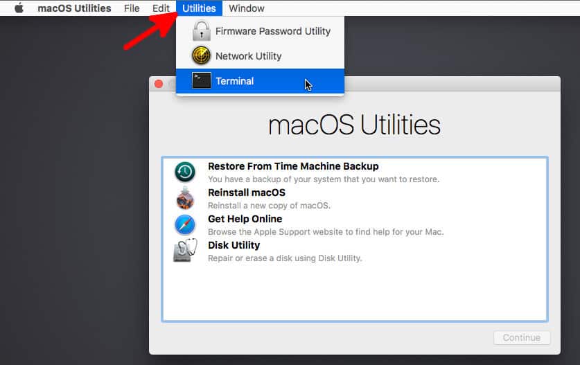 Utilities and select Terminal on MAC