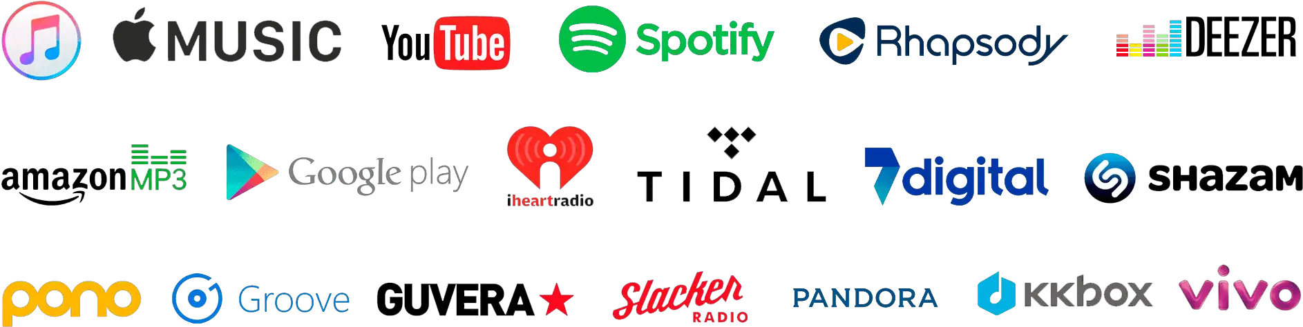 music platform logos, all music platforms logo, music platform logos png, available on all music platforms png, digital platforms png