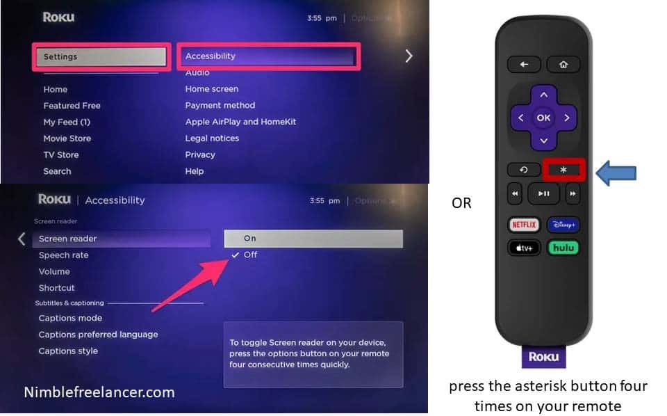 how to turn voice off on Roku