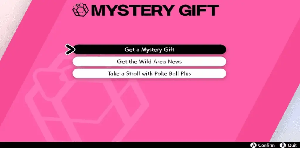pokemon my mistery gift code menu 