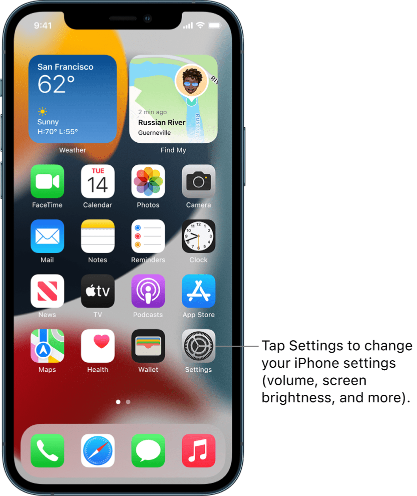 iphone settings option from home screen