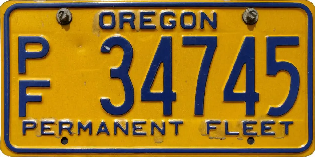 Oregon PF plate - permanent fleet