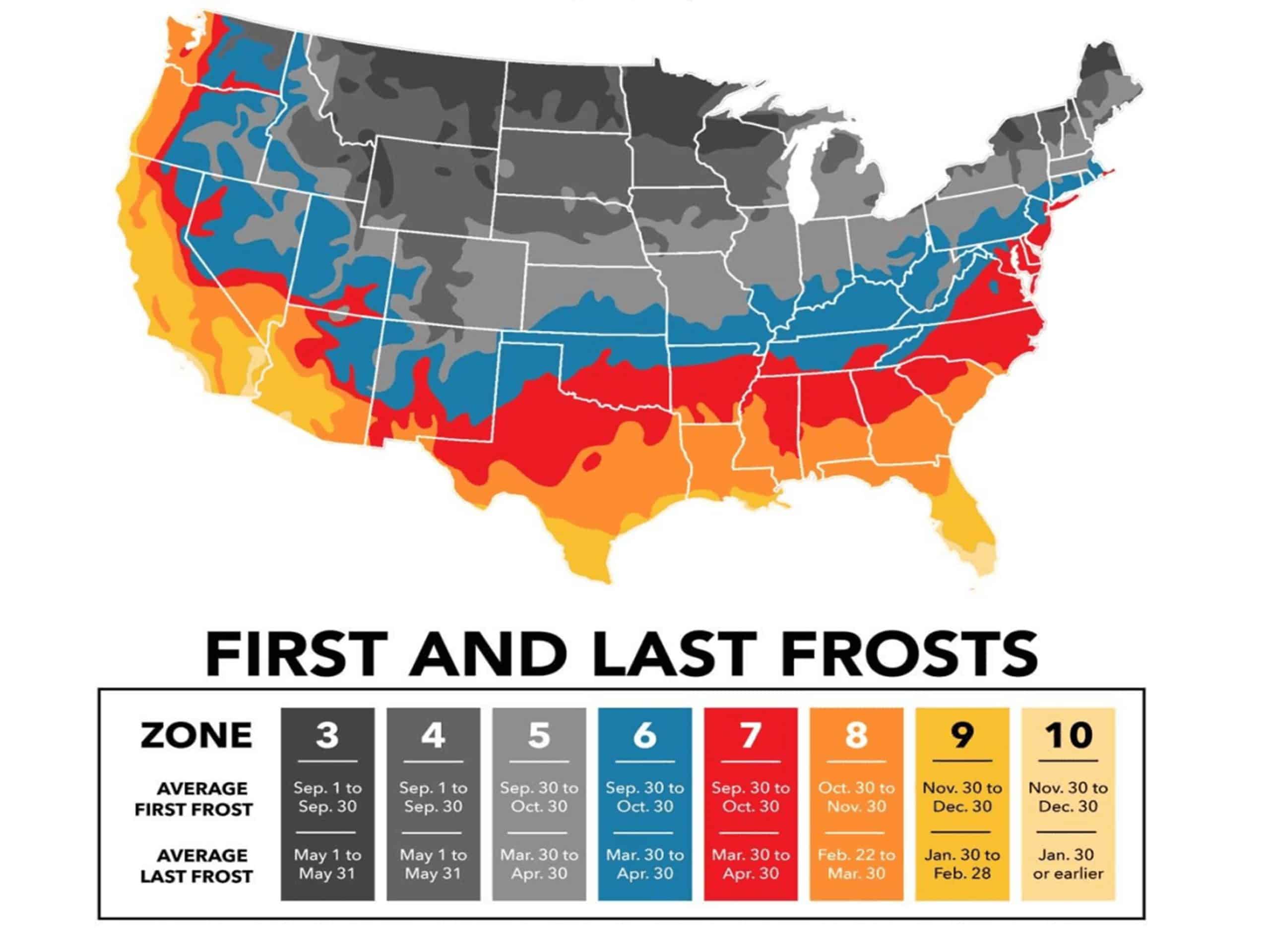 first and last frost in the US - Frost Line Depth