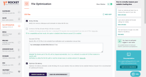 wp rocket file optimization