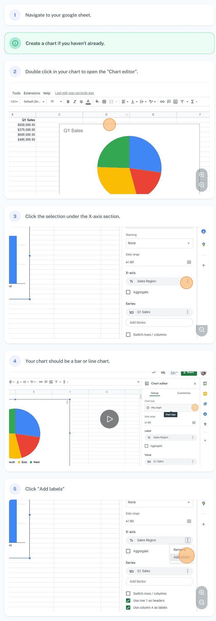 How to add x axis in google sheets in 5 steps