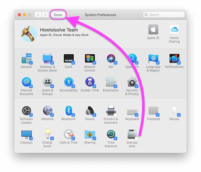 System Preferences on mac