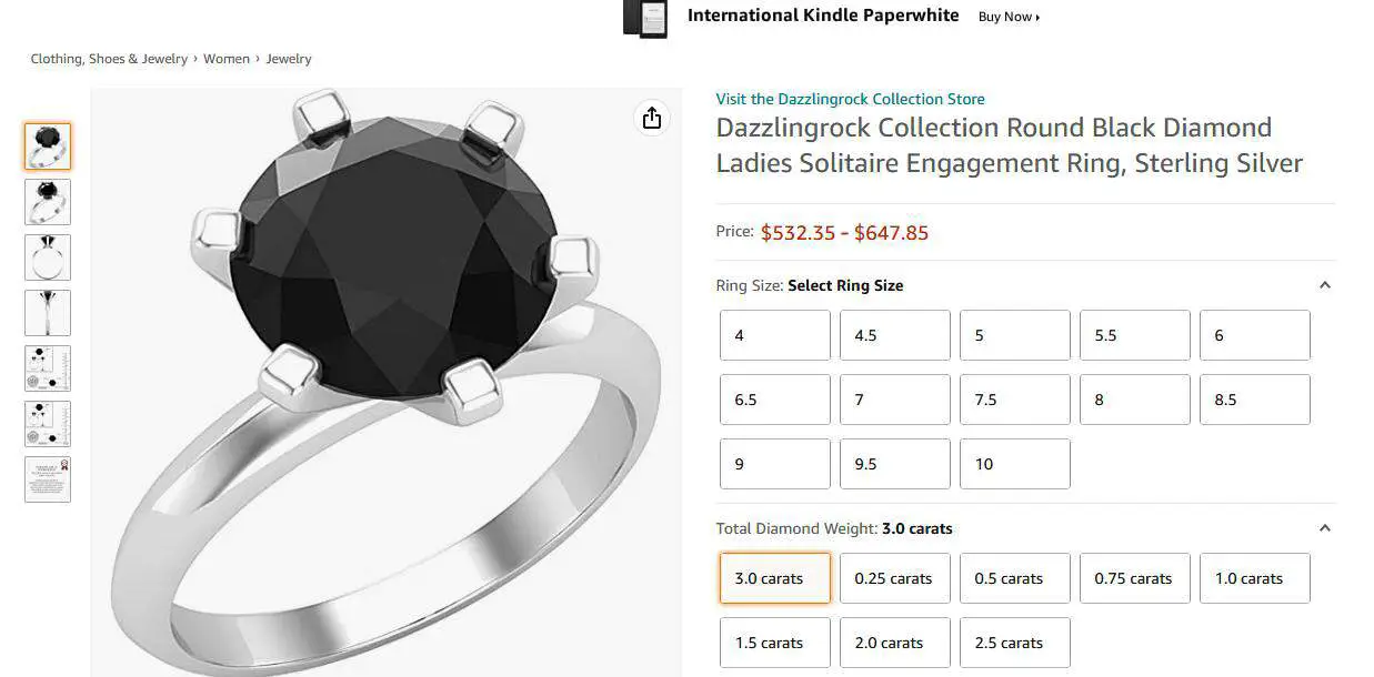 cheap 3-carat diamond ring example from Amazon